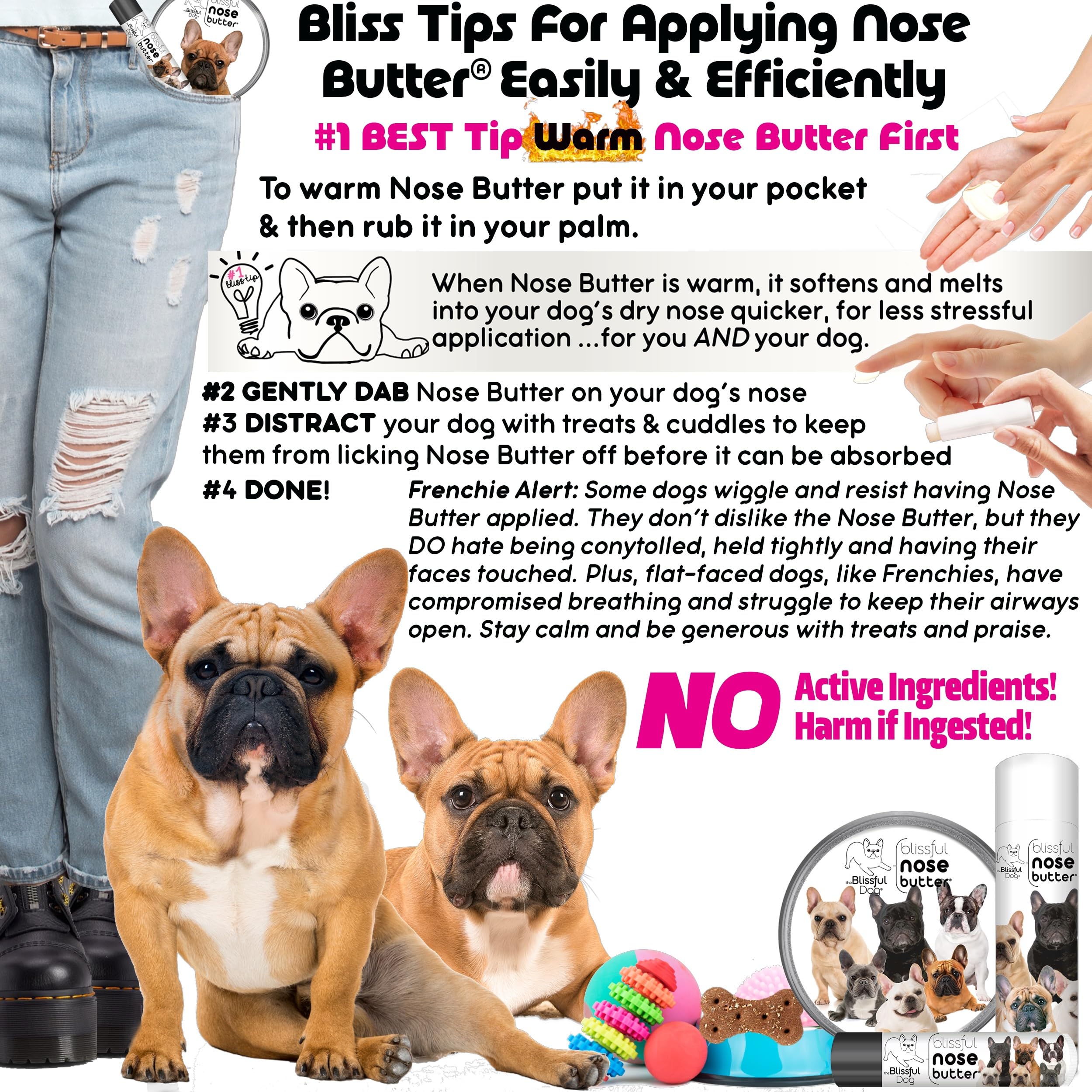 The Blissful Dog French Bulldog Fawn Unscented Nose Butter - Dog Nose Butter, 2 Ounce